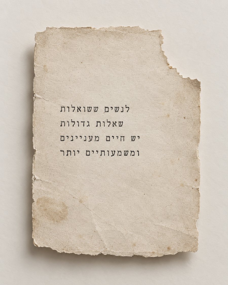 פתק ארכיוני: לנשים ששואלות שאלות גדולות יש חיים מעניינים ומשמעותיים יותר